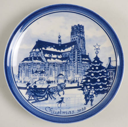 Christmas Plate-Blue Delft Old Church Of Rotterdam - Boxed
