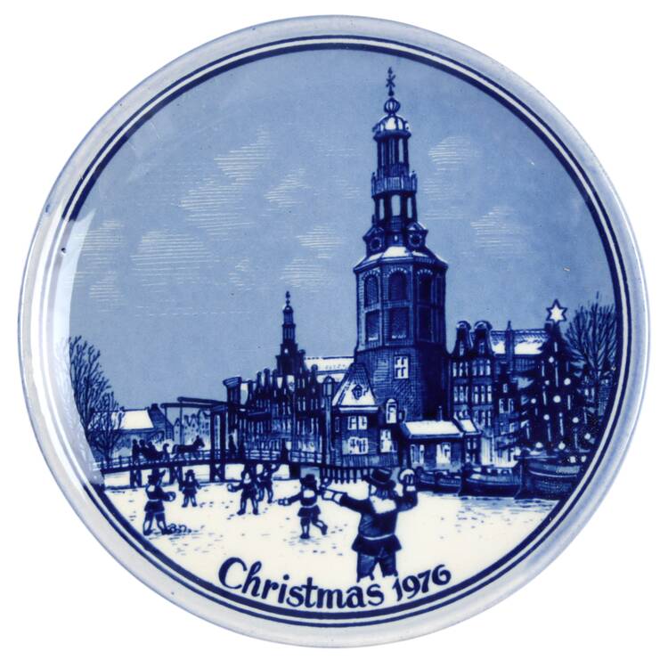 Christmas Plate-Blue Delft Montelbaanstower - Boxed