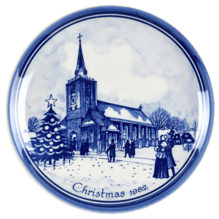 Christmas Plate-Blue Delft The Church Of Wateringen  - Boxed