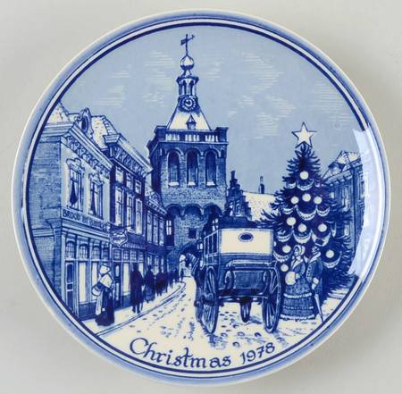 Christmas Plate-Blue Delft The Binnenpoort Of Culemborg-14th Centur - Boxed