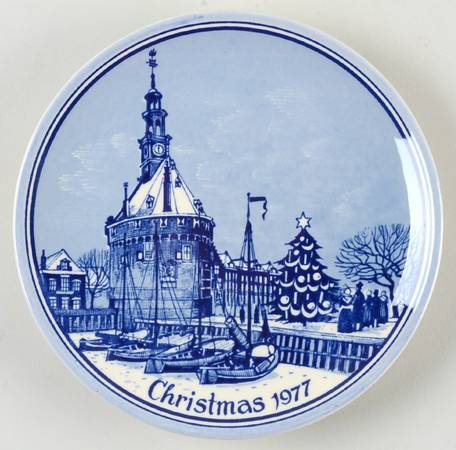 Christmas Plate-Blue Delft Harbour Tower Of Hoorn Anno 1651 - Boxed