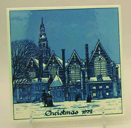 Blue Delft Christmas Tile Church At Bierkade - Boxed