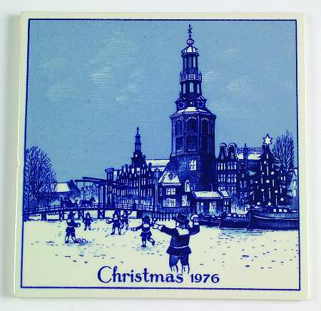 Blue Delft Christmas Tile Montebaanstower - Boxed
