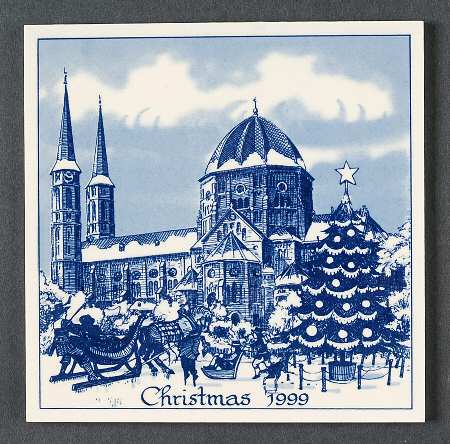 Blue Delft Christmas Tile St Petrus Church Uden - Boxed