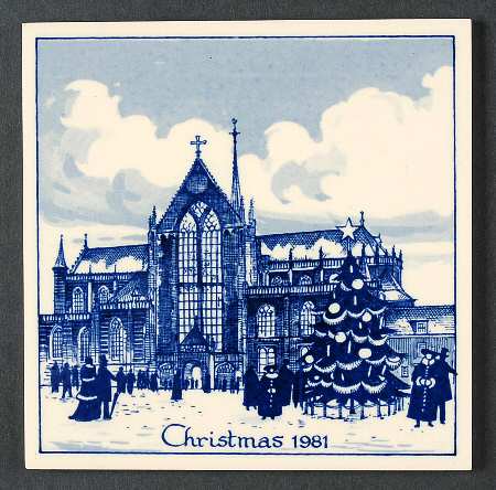 Blue Delft Christmas Tile New Church Of Amsterdam - Boxed