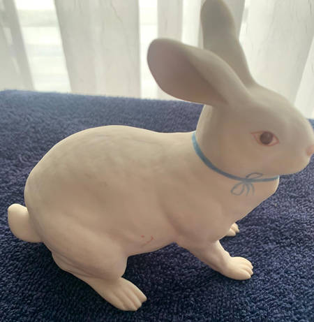 Boehm Animals Rabbit With Blue Ribbon - No Box