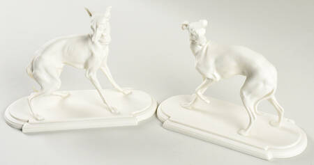 Boehm Animals Whippets-Bisque White-Pair - No Box