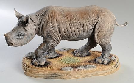 Boehm Animals Black Rhinocerus Calf-England - No Box