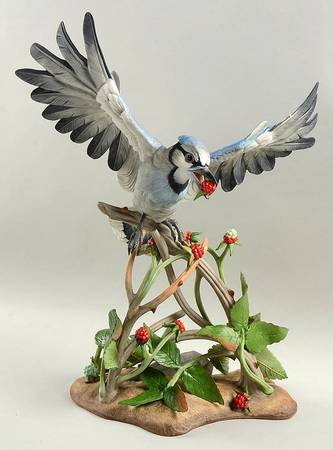 Boehm Birds Blue Jay With Raspberries - No Box