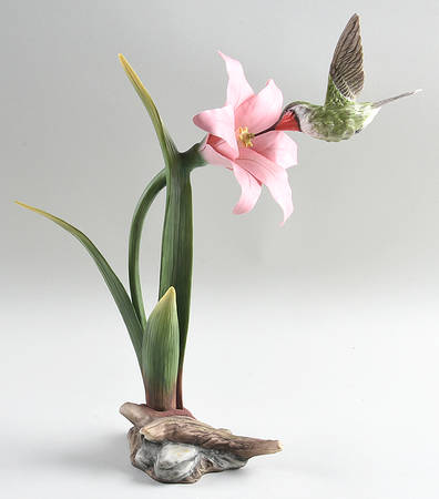 Boehm Birds Ruby Throated Hummingbird On Moundlily - No Box