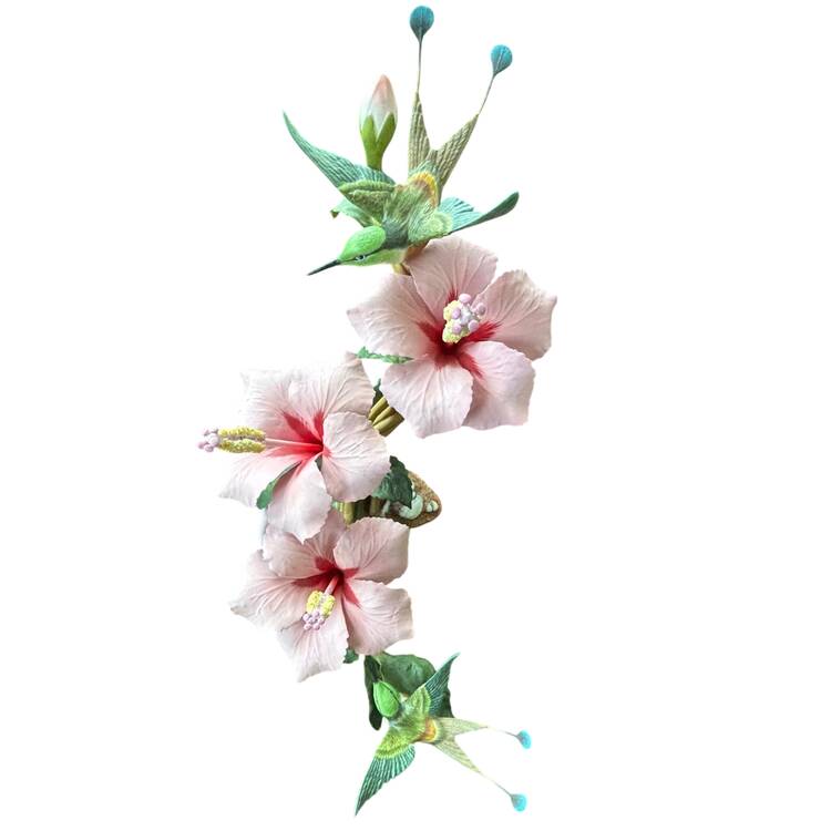 Boehm Birds Racquet-Tailed Hummingbird W/ Hibiscus - No Box Nb1146