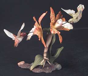 Boehm Birds Rufous Hummingbirds With Cattleya Orchid - No Box