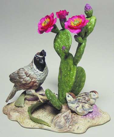 Boehm Birds Gambels Quail With Chicks - No Box