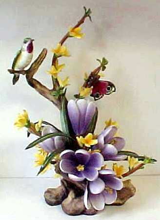 Boehm Birds Hummingbird W/ Crocus & Forsythia - Nb1035, No Box
