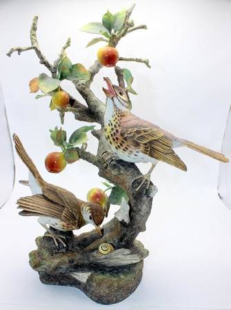 Boehm Birds Song Thrushes On Crab Apple - With Box Bx1133