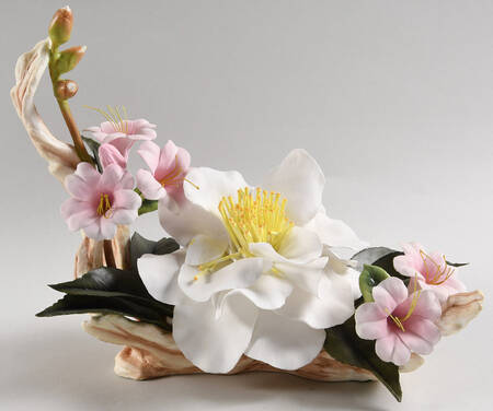 Flower Sculptures White Empress Camellia With Azalea - No Box