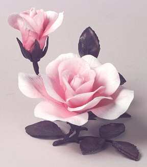 Porcelain & Bronze-Flowers Rose Of Romance-Pink - No Box