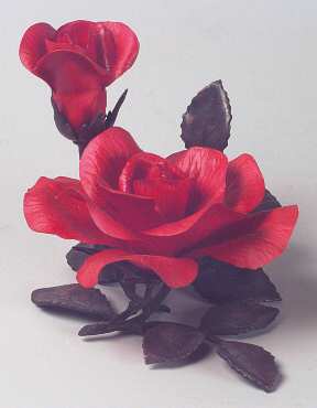 Porcelain & Bronze-Flowers Rose Of Romance-Red - No Box
