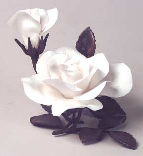 Porcelain & Bronze-Flowers Rose Of Romance-White - No Box