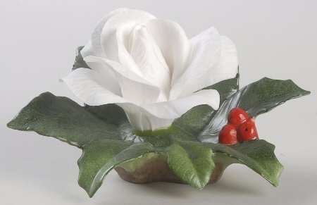 Flower Sculptures Christmas Rose With Holly - No Box