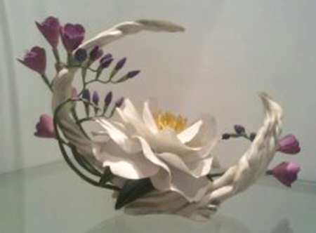 Flower Sculptures Camellia-Swan Lake W/Fressia - No Box