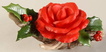 Flower Sculptures American Pride Rose At Christmas - No Box
