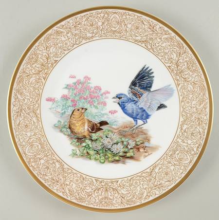 Woodland Birds of America Blue Grosbeak-Gold Border - Boxed