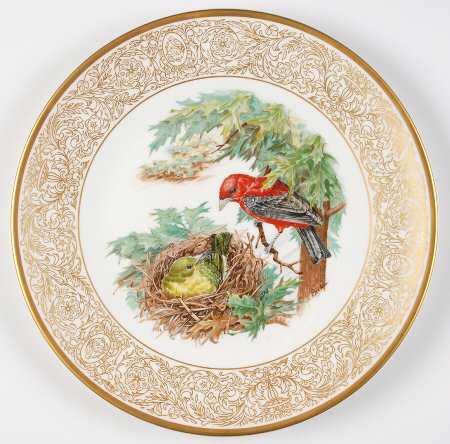 Woodland Birds of America Scarlet Tanager-Gold Border - No Box