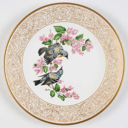 Woodland Birds of America Parula Warbler-Gold Border - Boxed