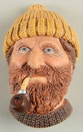 Character Head Plaques Fisherman-Brown Hat - No Box