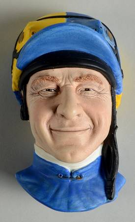 Character Head Plaques Jockey-Yellow And Blue Goggles - No Box 96a