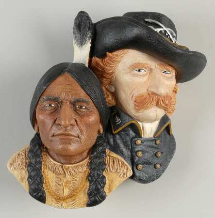 Character Head Plaques Chief Sitting Bull And George A. Custer - No Box