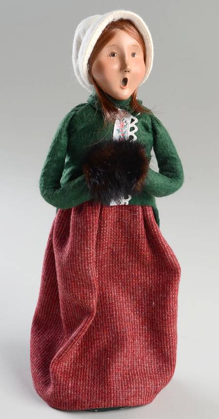 Traditional Assorted Carolers Woman With Muff-Green Top With Lace - No Box Nb1588