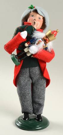 Traditional Assorted Carolers Boy With Nutcracker-Red Coat-Grey Cap - No Box