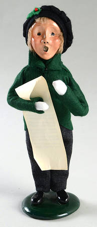 Traditional Assorted Carolers Boy With Music-Green Coat - No Box Nb1596