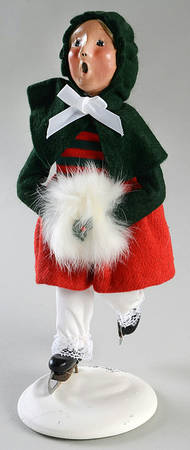 Traditional Assorted Carolers Girl Ice Skater-Green Coat - No Box Nb1595