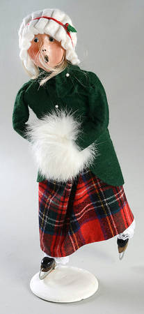 Traditional Assorted Carolers Woman Ice Skater-Green Coat - No Box Nb1594