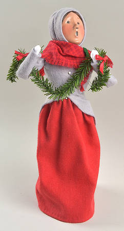 Traditional Assorted Carolers Woman With Garland-Grey Coat - No Box Nb1608