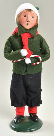 Traditional Assorted Carolers Boy With Candy Cane-Green Coat - No Box Nb1607