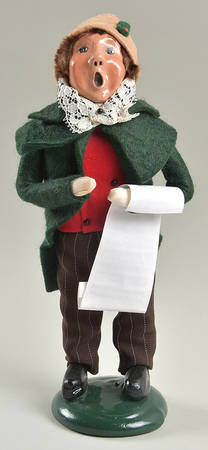 Traditional Assorted Carolers Boy With Music-Green Coat - No Box Nb1605