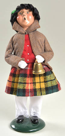 Traditional Assorted Carolers Girl With Bell-Brown Coat - No Box Nb1604