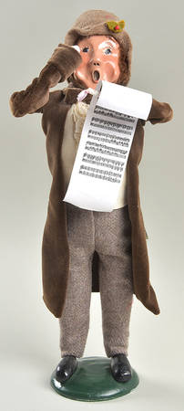 Traditional Assorted Carolers Man With Music-Brown Coat - No Box Nb1603