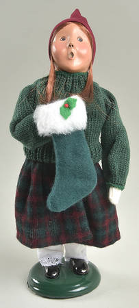 Traditional Assorted Carolers Girl With Green Stocking-Green Sweater - No Box Nb1610