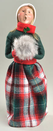 Traditional Assorted Carolers Woman With Muff-Green Coat - No Box Nb1609