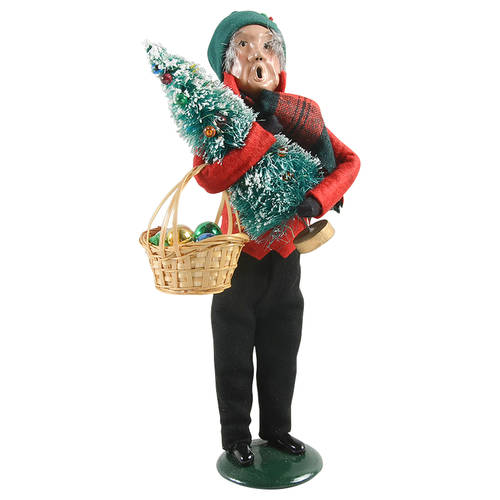 Traditional Assorted Carolers Grandfather With Tree & Ornaments-Red - Nb1395, No Box
