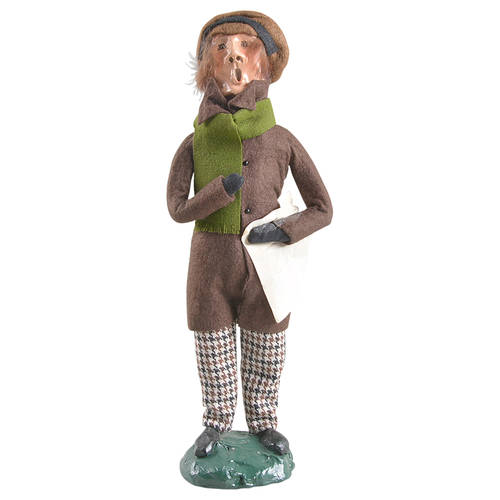 Traditional Assorted Carolers Mustache Man With Music-Brown Coat - No Box Nb1325
