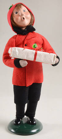 Traditional Assorted Carolers Boy With Gift - Red Coat - No Nob Nb1614