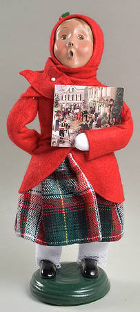 Traditional Assorted Carolers Girl With Advent Calendar-Red Coat - No Box