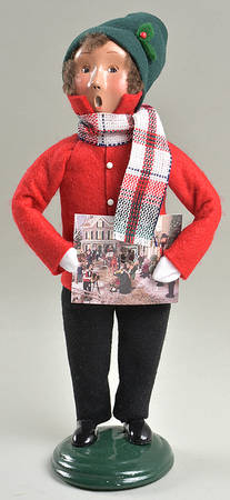Traditional Assorted Carolers Boy With Advent Calendar-Red Coat - No Box