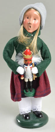 Traditional Assorted Carolers Girl With Nutcracker-Green Coat - No Box